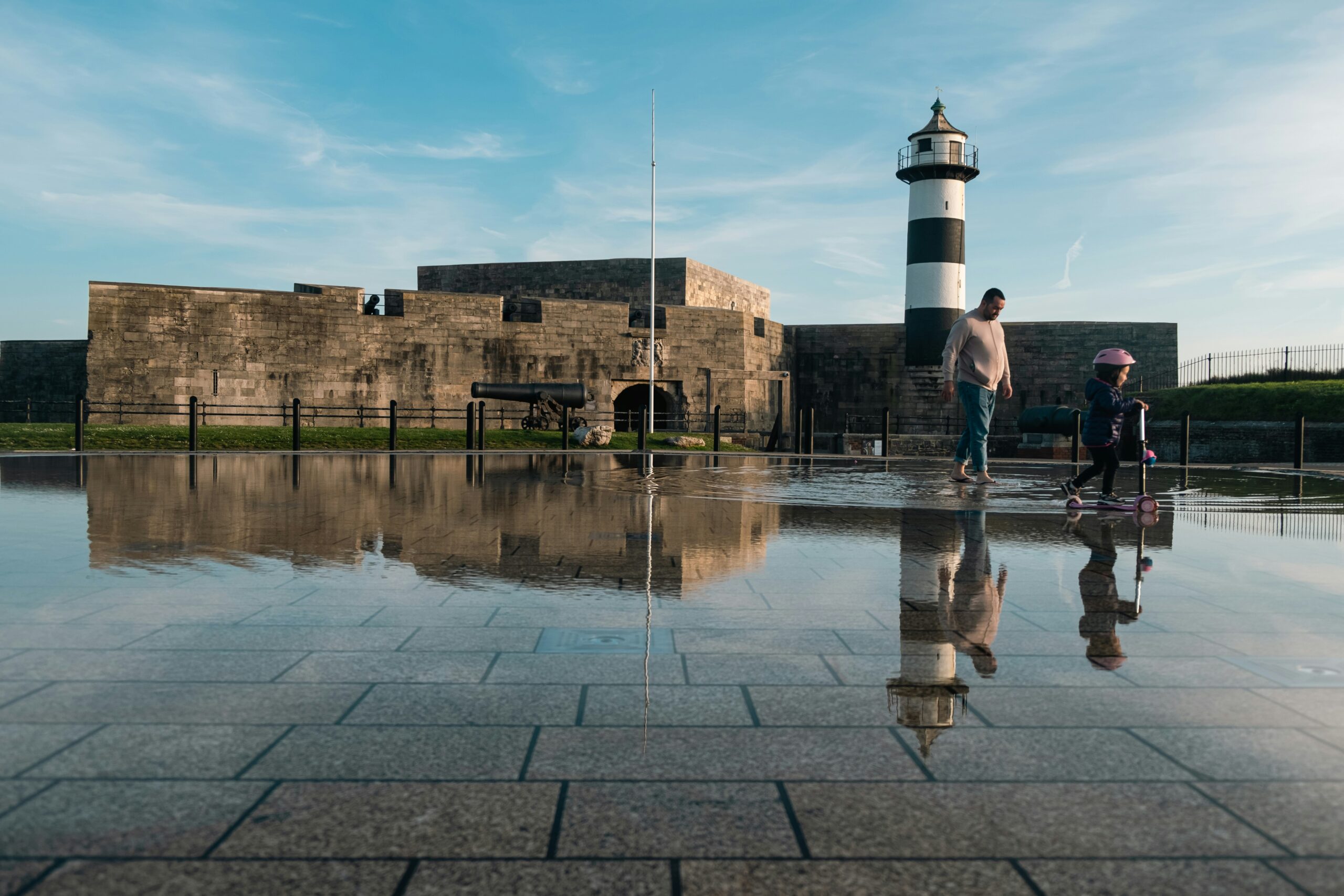 Southsea Castle with large puddle infront